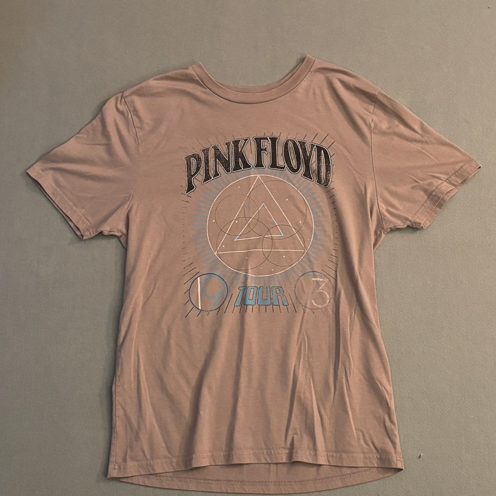 Psych Classic Rock Band Pink Floyd 1973 Tour Graphic T-Shirt Mauve Brown Mens M